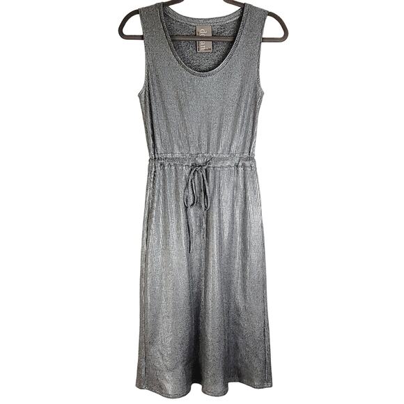 Dolan Left Coast silver metallic ribbed knit sleeveless midi dress size XXS - Picture 1 of 10
